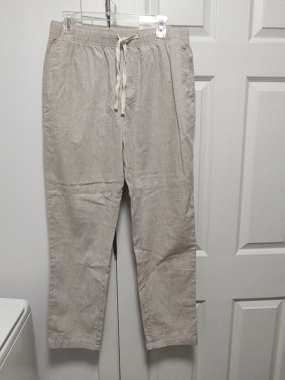 Men's Lightweight Drawstring Linen Pants in Beige
